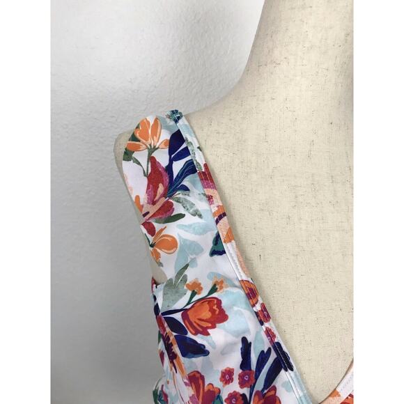 Verano Playa Floral Multicolor Ruffled Strappy Bikini Top Swimsuit - Picture 9 of 9